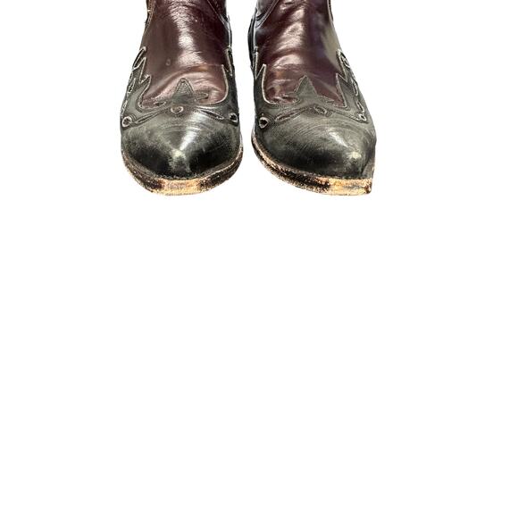 Mezcalero‎ Men's Burgundy Black Western Leather Cowboy Boots Size 7 - Picture 4 of 9